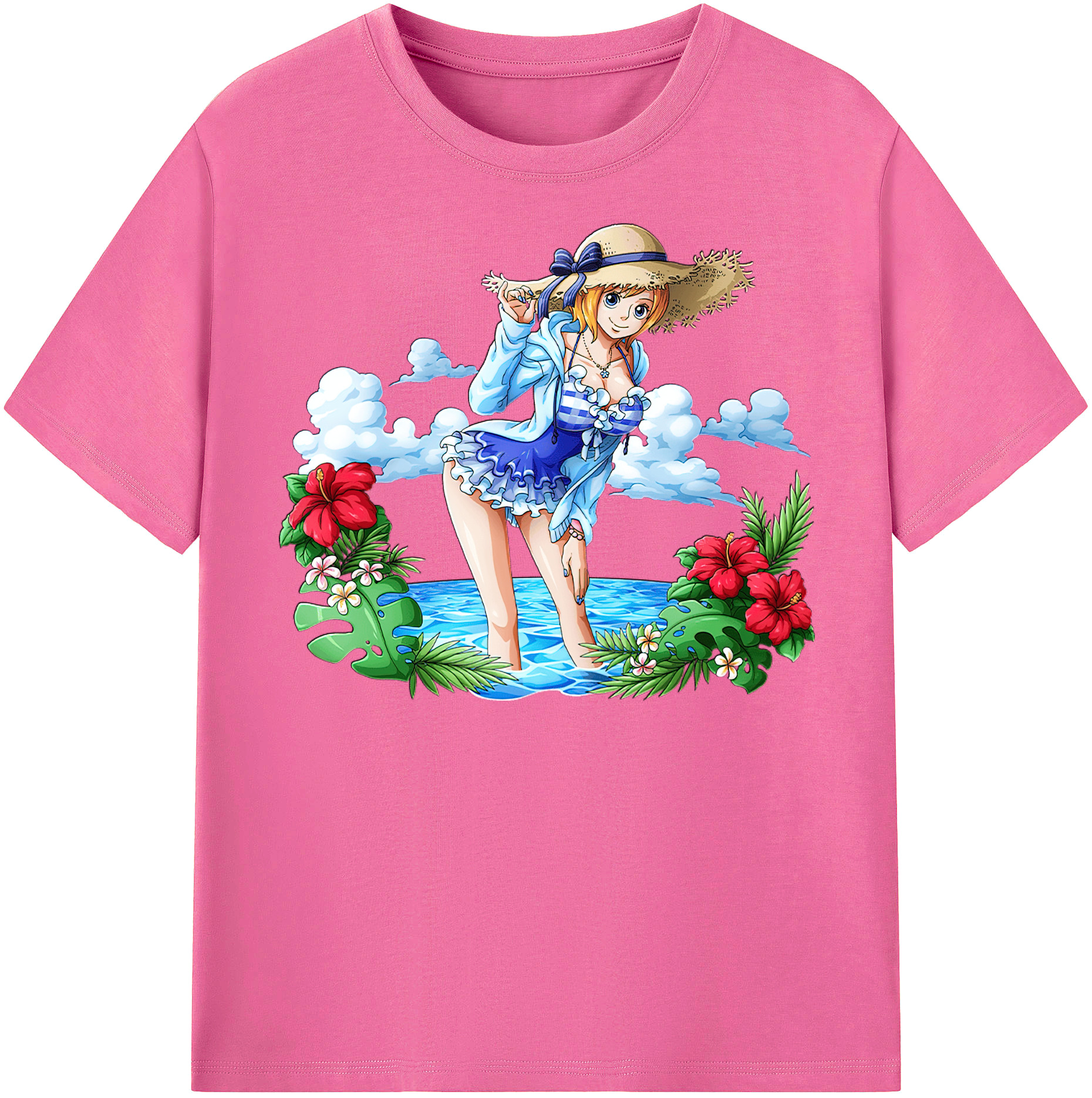 （画像用） ワンピース ナミ ONE PIECE Nami レディースカジュアルプリントTシャツ（綿100％）